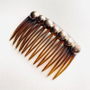 Vintage sterling Silver Hair Comb Round Bubble Bauble Stud Peinetta